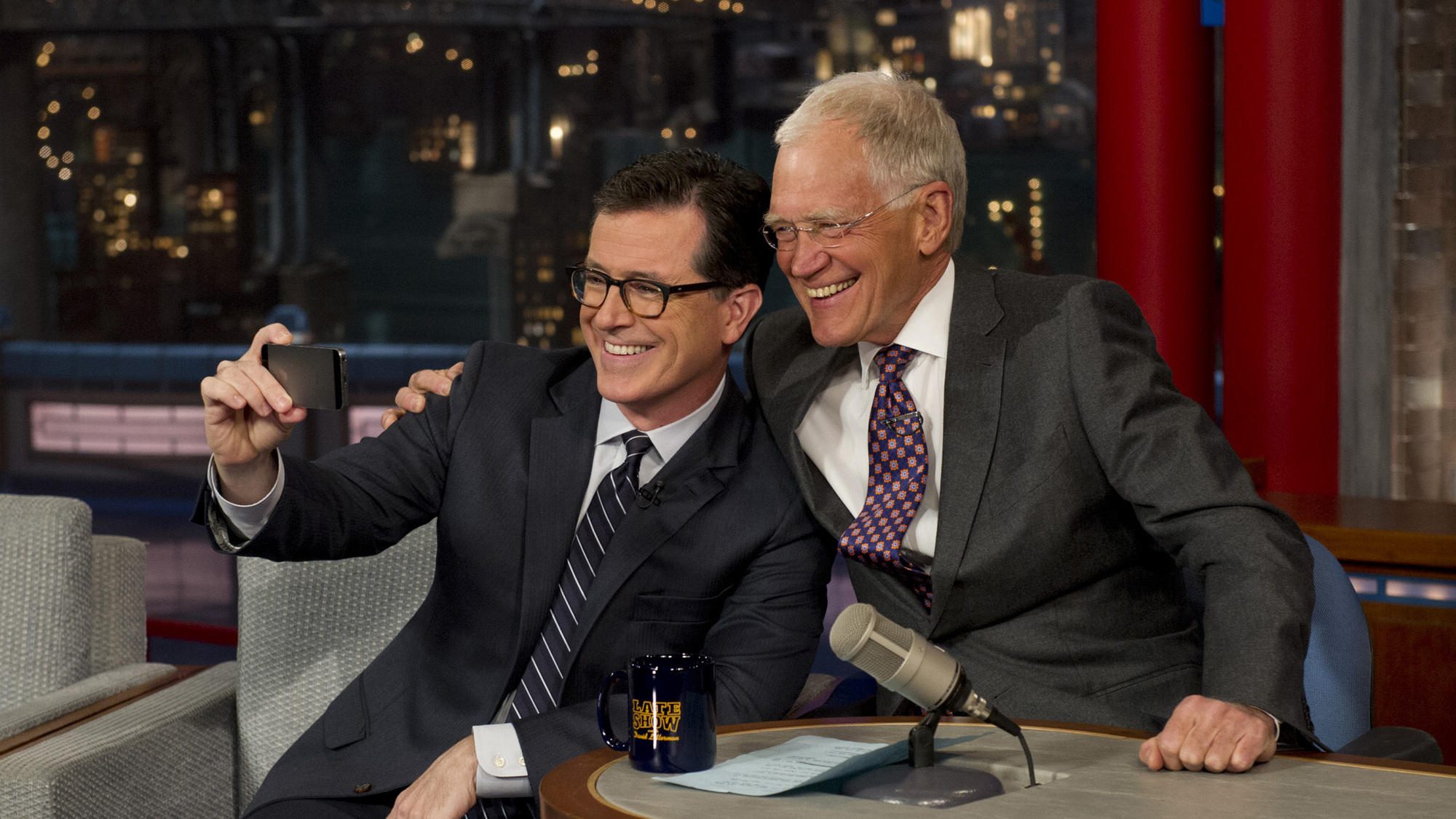 Stephen Colbert selfie with David Letterman