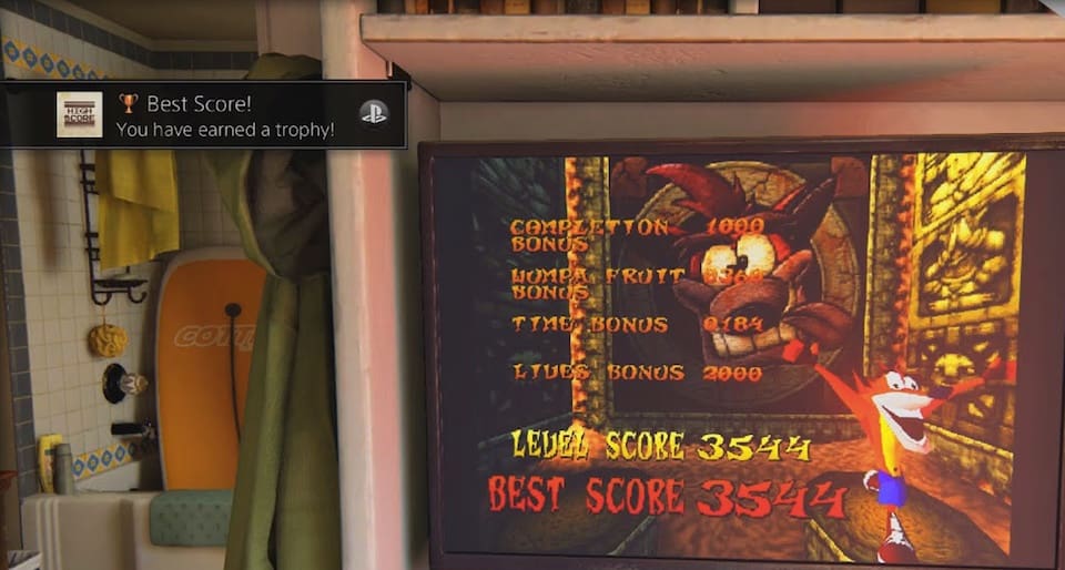 Crash Bandicoot trophy in Uncharted 4