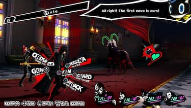 A screenshot of the Persona 5 user interface when the player is in battle.