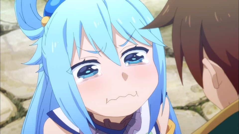Close of up Aqua in tears, looking distraught.