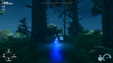 Sonic boosts through a forest at night.